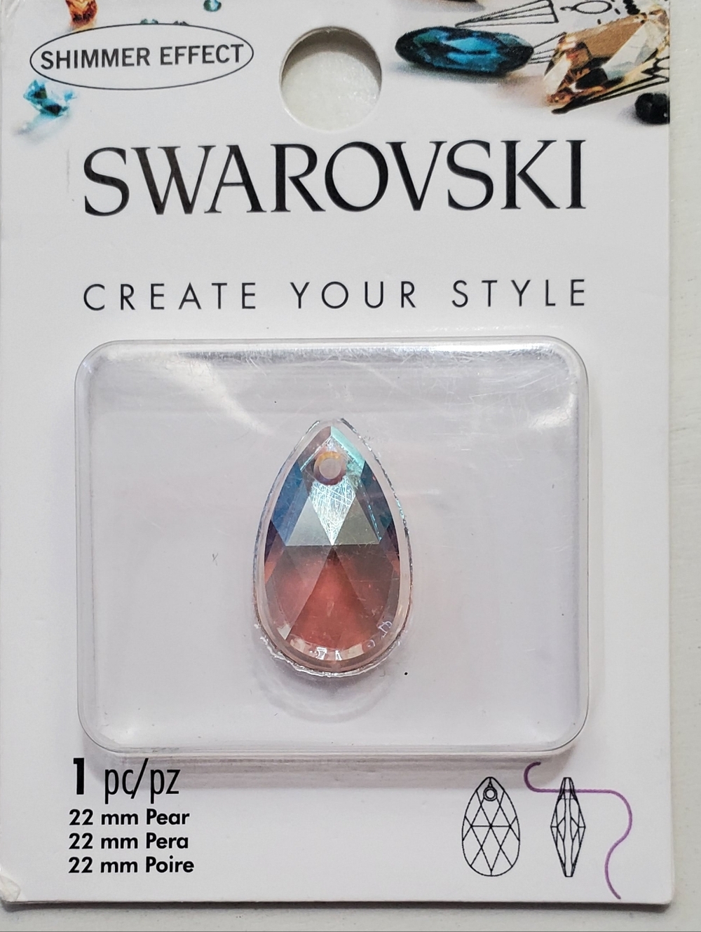 Swarovski 22mm DIY Pear Teardrop Crystal Pendant in Pink and Blue